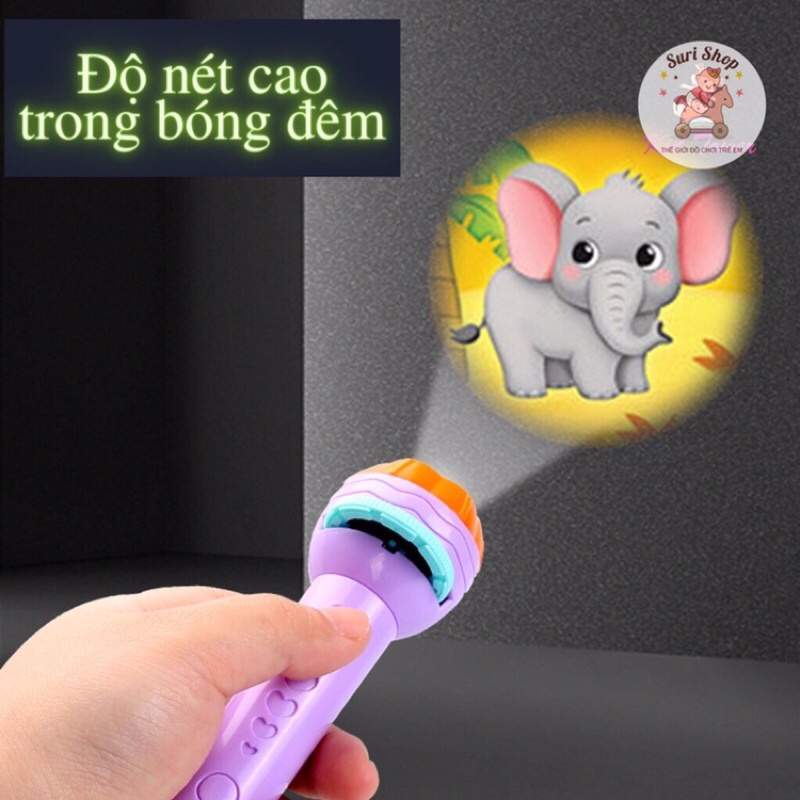 Đèn Pin chiếu hình 24 hình động vật cho bé