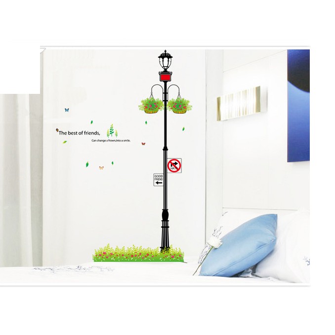 decal cột đèn hoa