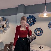 Áo nhung crotop tay bồng ( ảnh chụp thật)