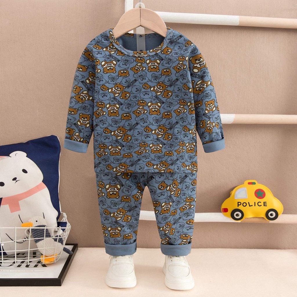 Đồ bộ cho bé quảng châu Bộ quần áo dài tay QiQi cotton nỉ xuất Hàn cho bé trai và bé gái