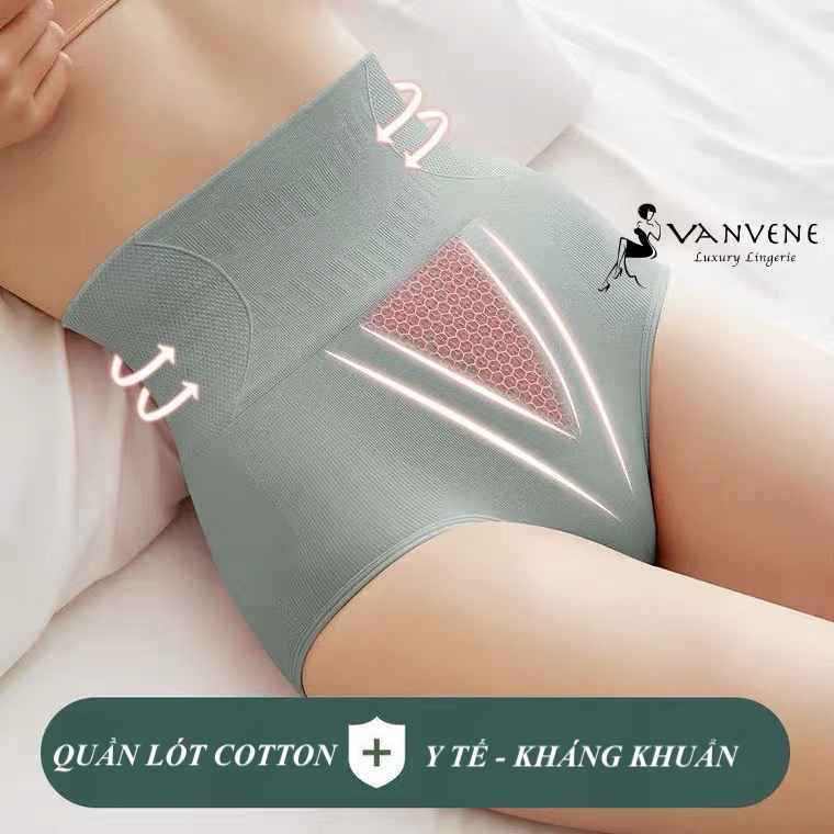 QUẦN LÓT NỮ COTTON SỢI TRE CẠP CAO VANVENE GEN BỤNG TẠO EO THON NÂNG MÔNG THÔNG HƠI KHÁNG KHUẨN CHỐNG VIÊM NHIỄM Q450