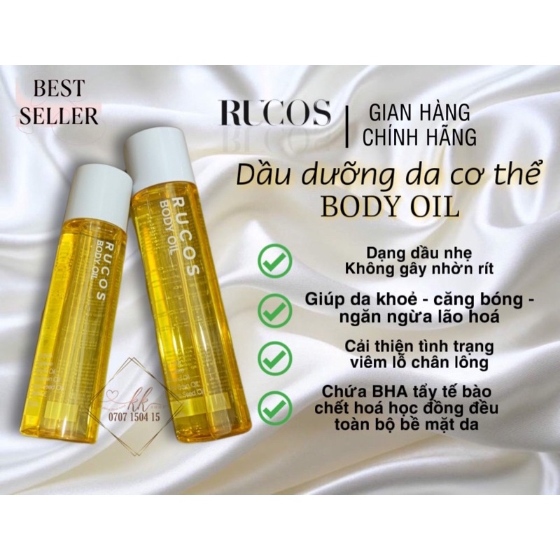Dầu dưỡng body 4% B.H.A nhà Rucos như hình