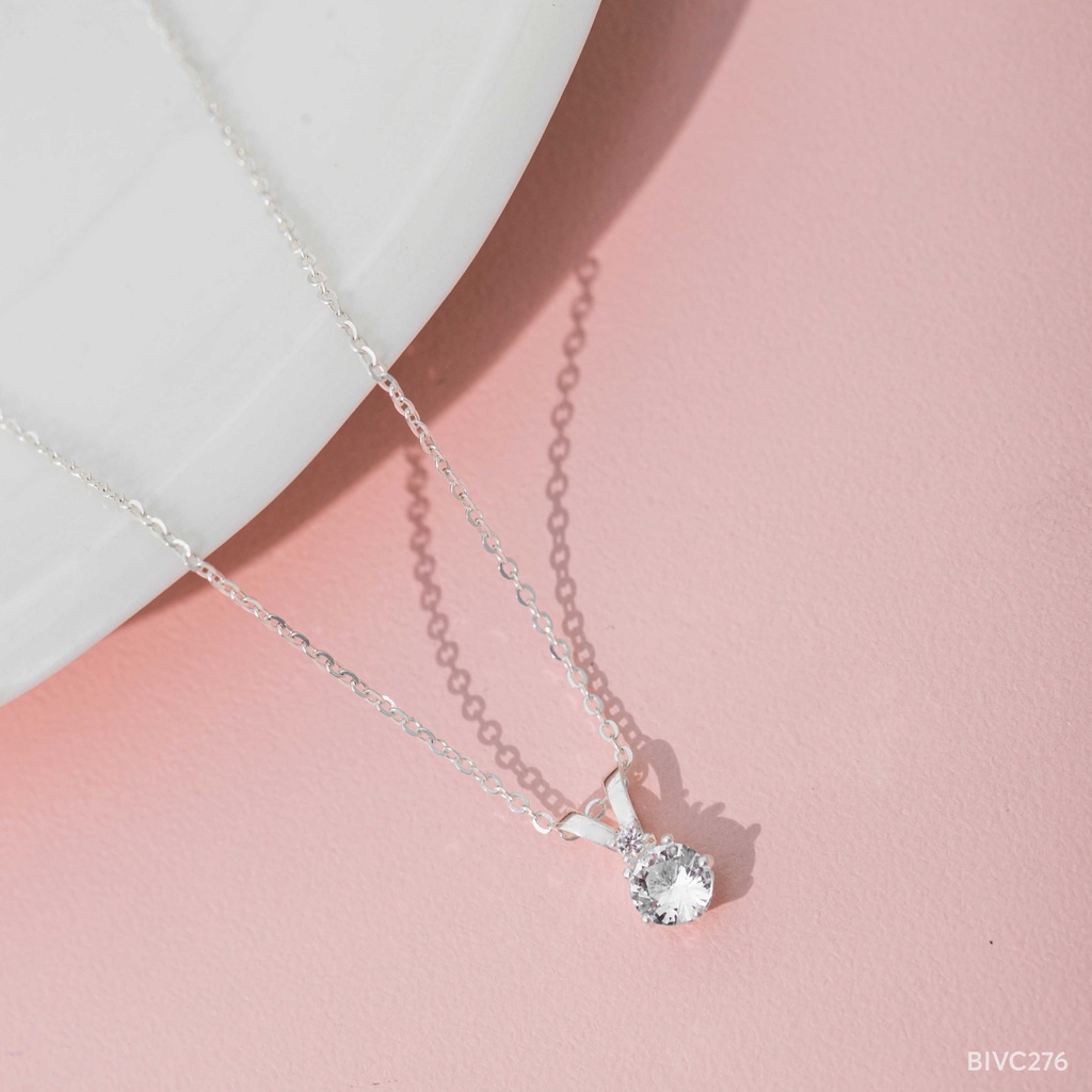 Dây Chuyền Bạc 925 Nữ BLING IT Mặt Đá Tự Nhiên Nhiều Màu Đơn Giản Tinh Tế - BIVC281