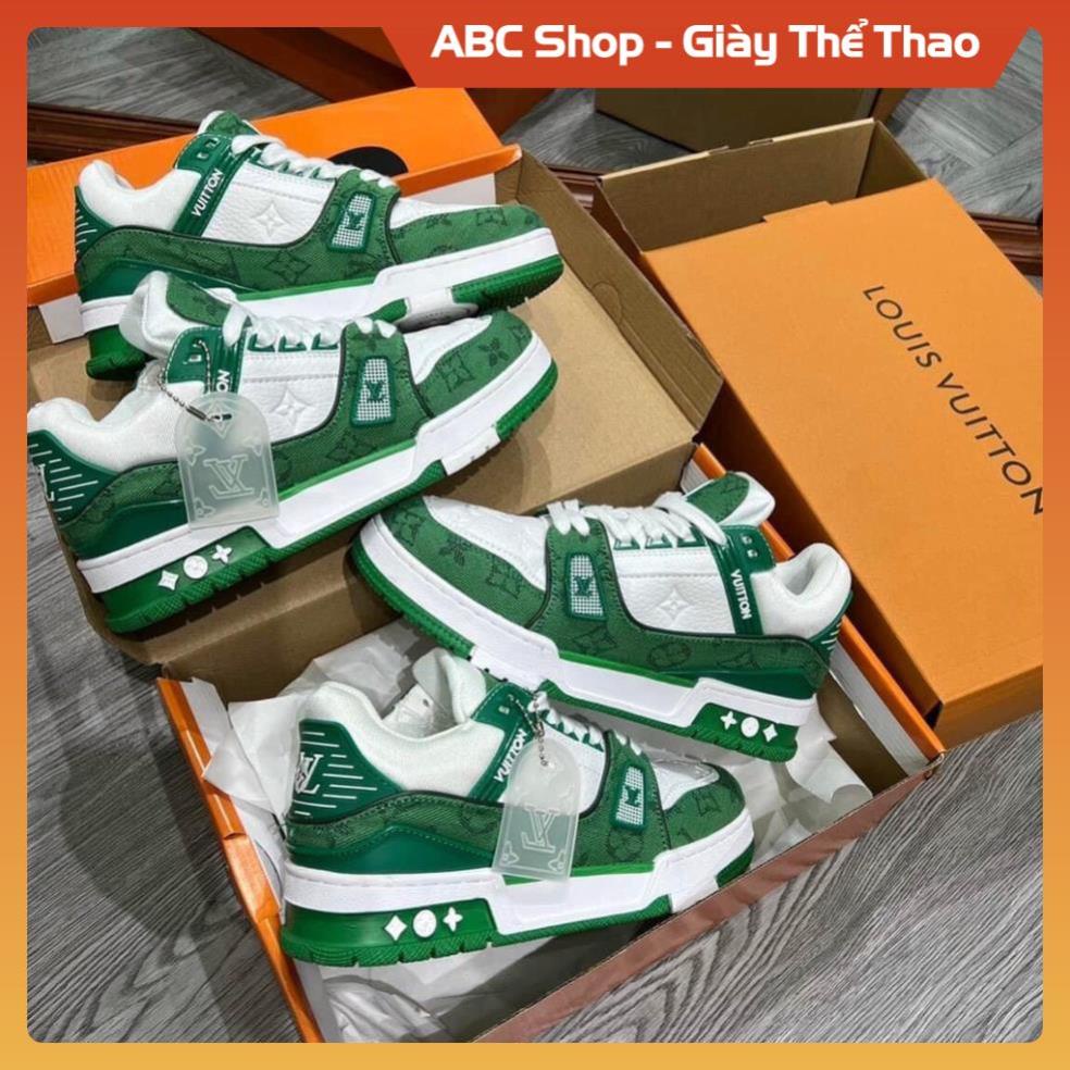 Giày LV xanh lá trắng bản sc, Giày thể thao nam nữ, giày louis vuitton xanh green