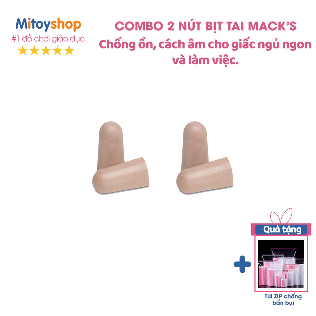 Nút bịt tai chống ồn Macks Ultra Soft Foam - Nhập khẩu trực tiếp từ Mỹ (1 Đôi) Tặng kèm túi zip chống vi khuẩn, bụi bẩn.