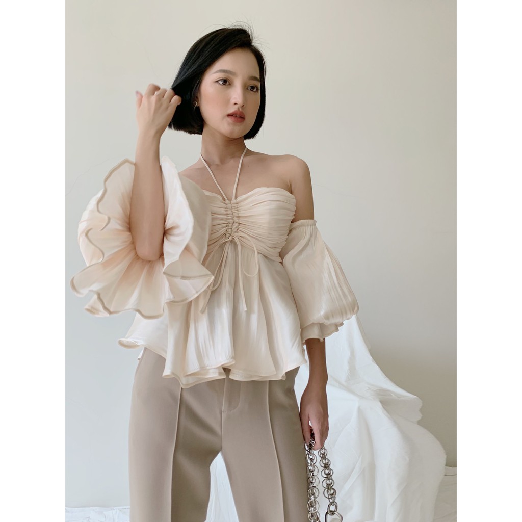 áo tay bồng - áo kiểu nữ - áo croptop tay bồng Mera popline top | BigBuy360 - bigbuy360.vn