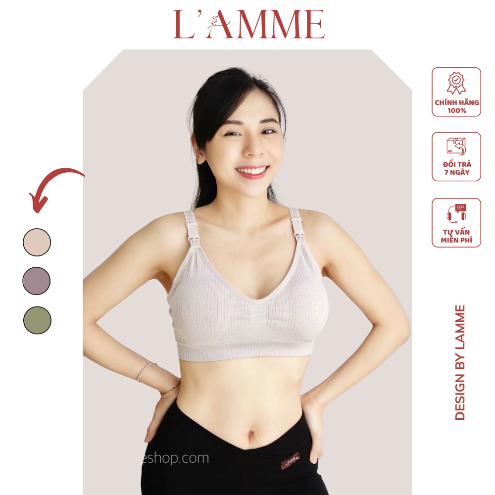 Áo lót bầu cho con bú A13 không gọng, chống chảy xệ co giãn 4 chiều, thấm hút cho mẹ bầu LAMME