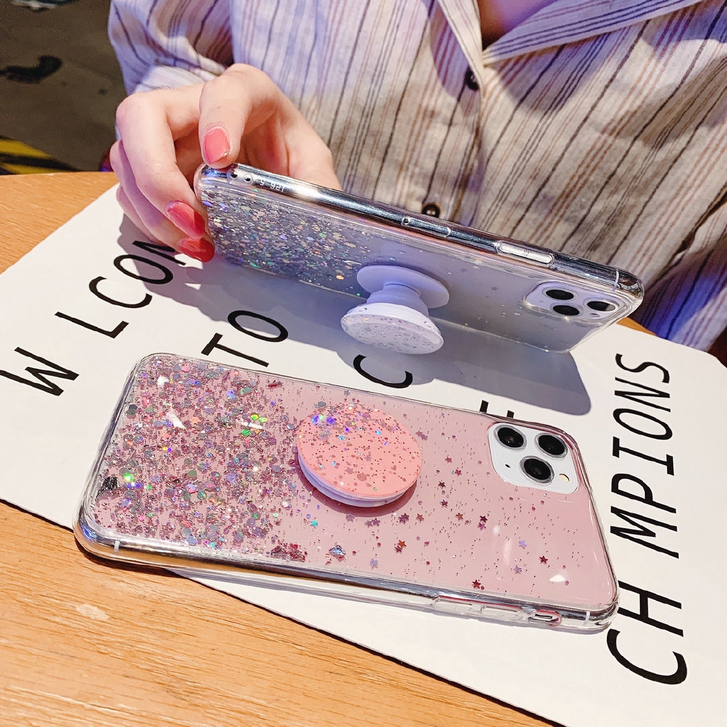 Casing Samsung J4 J6 J8 A7 A9 A6 Plus 2018 A10s A20s A10 A20 A30 A50 A70 A6+ J4+ J6+ Glitter Socket Hard Case Cover