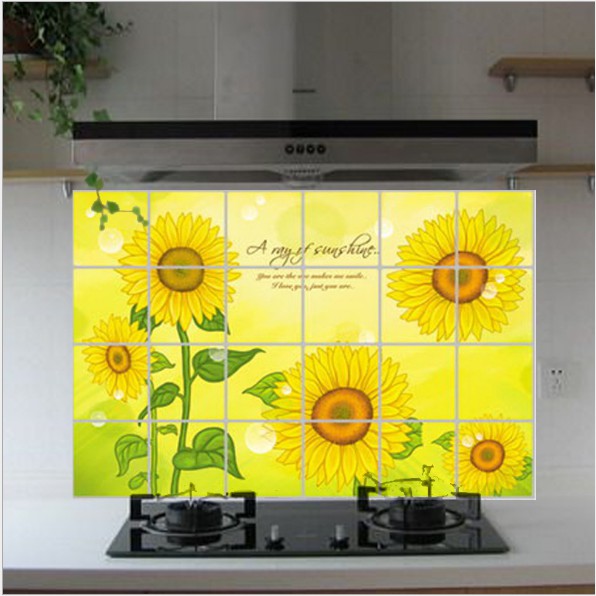 Decal Dán Bếp Tráng Nhôm Chịu Nhiệt - Hoa Hướng Dương Vàng hoạt hình