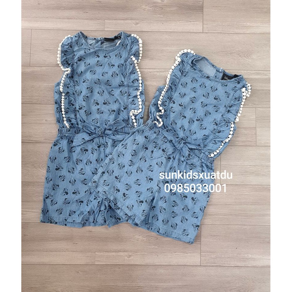 Jumsuit Minnie bò lụa viền ren