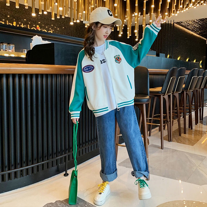 Áo Khoác Bóng Chày Thể Thao Xuân Thu Phong Cách Phương Tây Thời Trang Xuân Thu Dành Cho Bé Gái 2022