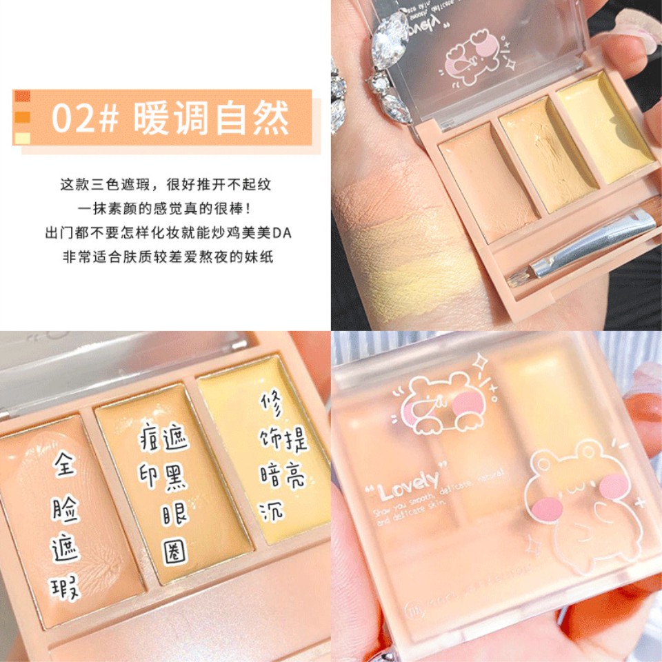 (Hàng Mới Về) Bảng Phấn Che Khuyết Điểm Ba Màu Dưỡng Ẩm Che Phủ Quầng Thâm Và Tàn Nhang | BigBuy360 - bigbuy360.vn