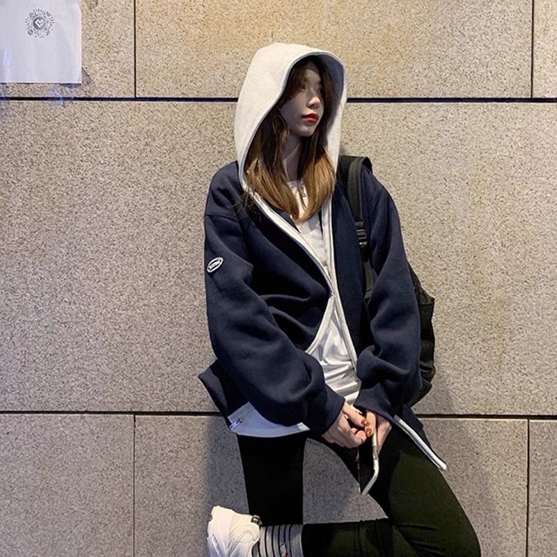 Áo khoác Sweater nữ có mũ unisex Hàn Quốc/Áo hoodie cardigan bomber jacket giá rẻ Ulzzang oversize tay bồng form rộng