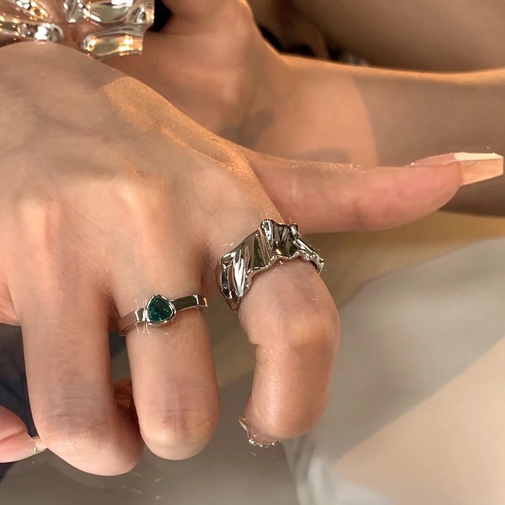 Nhẫn Hở Bằng Kim Loại Thiết Kế Bất Đối Xứng Thời Trang Cá Tính Cho Nữ