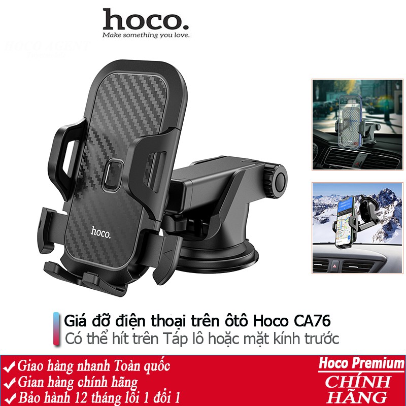 Giá đỡ điện thoại trên ôtô Hoco CA76, kẹp giữ trên Táp lô, kính chắn gió - Chính hãng
