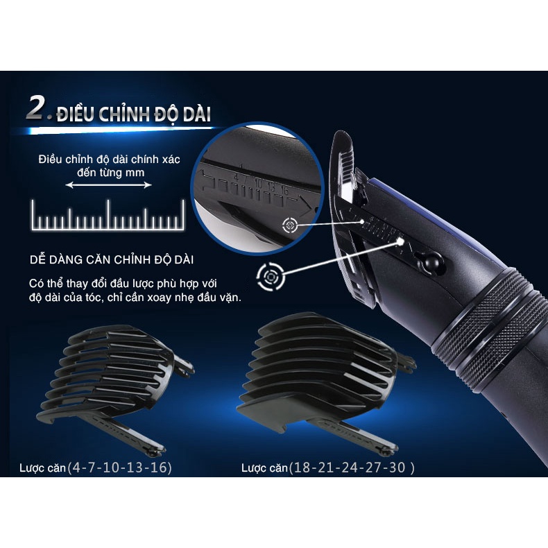 Tông Đơ Cắt Tóc Flyco FC5809VN Điều Chỉnh 9 Cự Ly - Hàng Chính Hãng