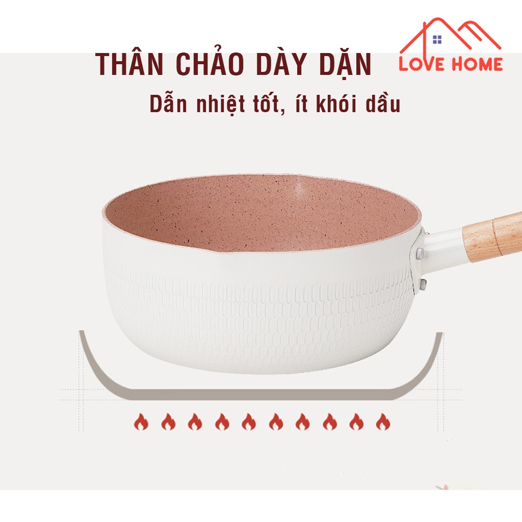 Chảo Vân Đá Sâu Lòng Chống Dính Đa Năng- Dùng trên mọi loại bếp với các Món Chiên, Rán, Xào, Hầm Canh, Nấu Cháo, Sữa