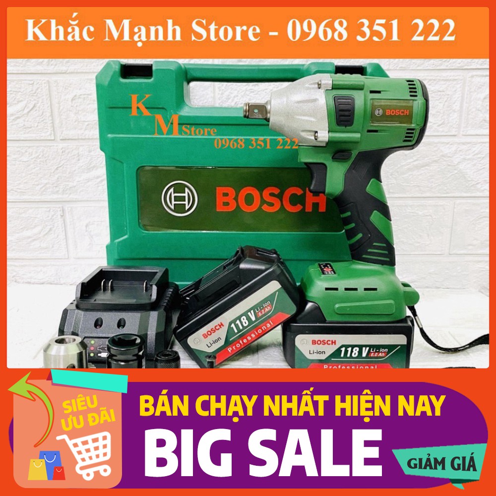 Máy Siết Bulong Bosch 118V Động Cơ Ko Chổi Than - Tặng bộ khẩu 1/2 inch