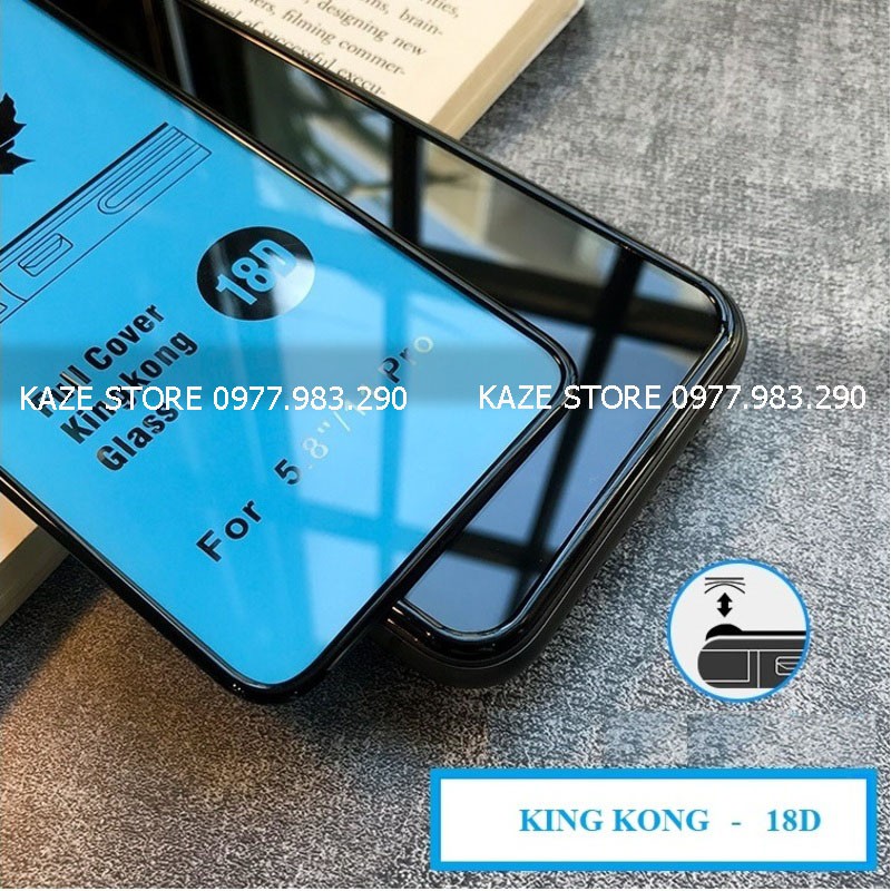 Kính cường lực 18D King Kong IP 6plus 7plus 8plus X Xsmax 11pro 11promax 11 12mini 12 Pro Max Full Box