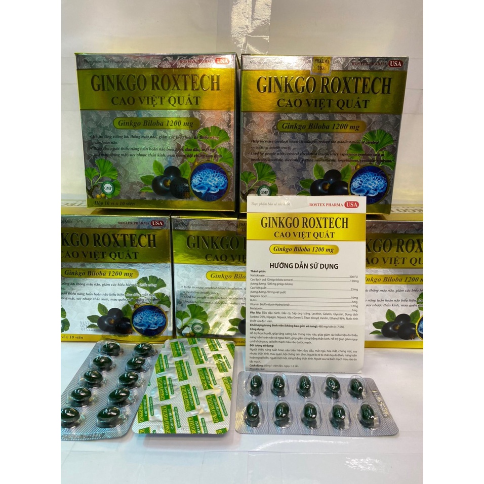 Tăng cường lưu thông máu GINKGO ROXTECH 1200MG Hộp 100 viên - Rostex- Tủ Thuốc Bảo Châu