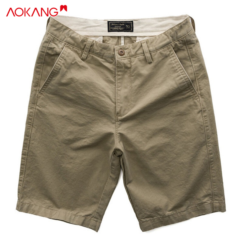 Quần short AOKANG cotton co giãn tốt màu trơn phối túi hộp thời trang cho nam