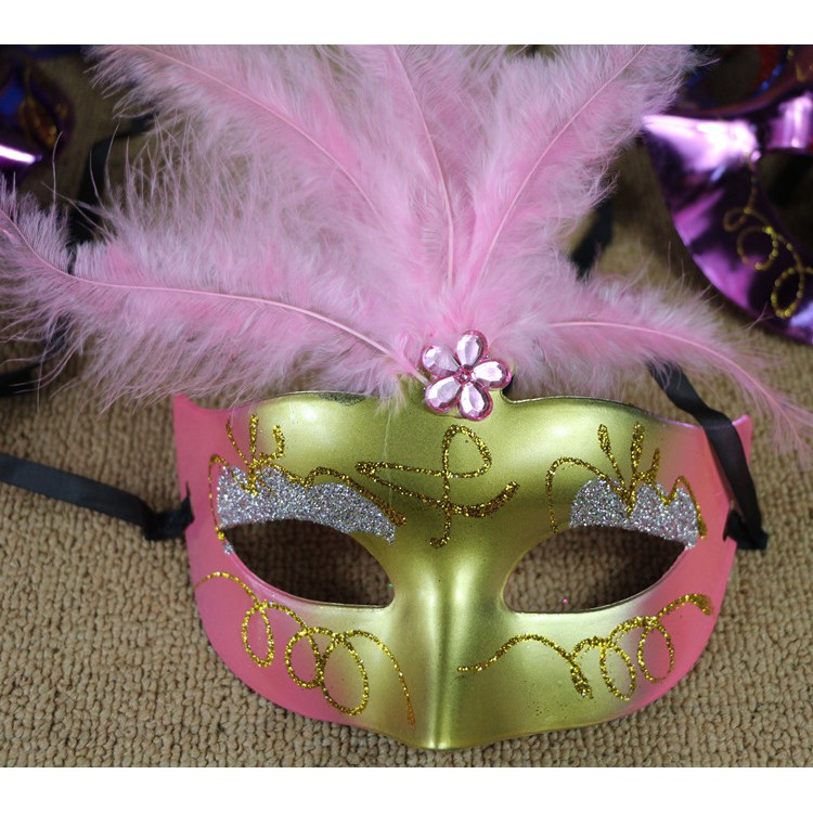 Mặt nạ lông vũ nửa mặt hóa trang cho nam và nữ-Mặt nạ hóa trang halloween,lẽ hội, bữa tiệc