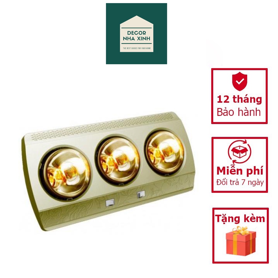 Đèn Nhà Tắm 3 Bóng Ấm Nhanh, Công Nghệ Đức, Chống Chói, Chống Bỏng, Tiết Kiệm Điện - BẢO HÀNH 12 THÁNG 1 ĐỔI 1