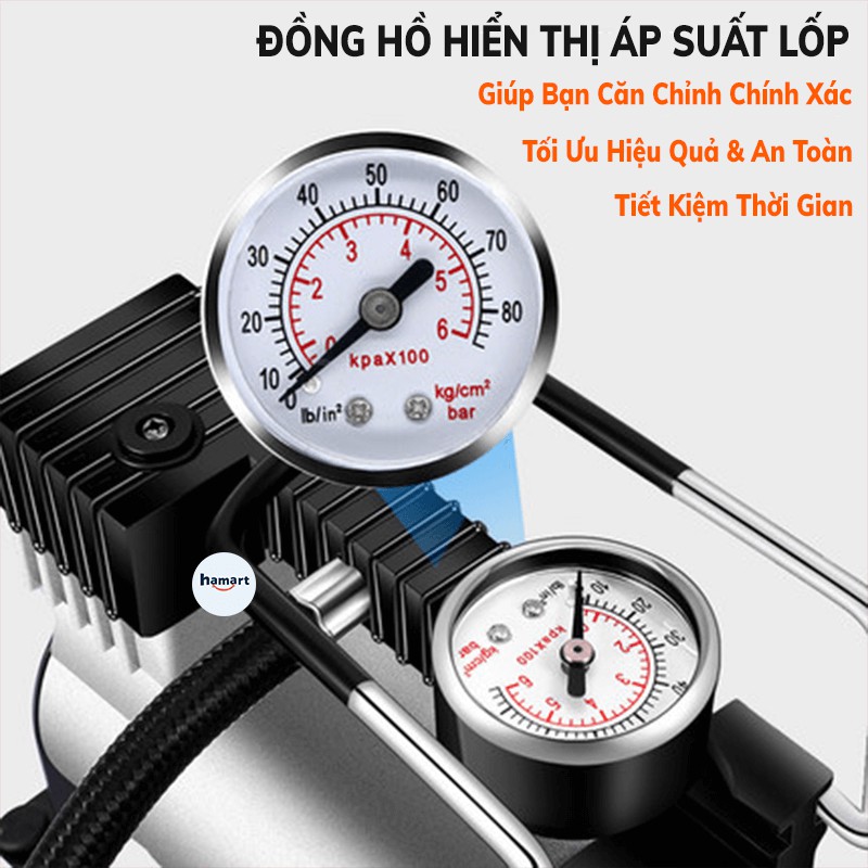 Bơm Hơi Điện Ô Tô 12V Heavy Duty Air Compressor Bơm Lốp Ô Tô Mini Hiệu Quả Chất Lượng