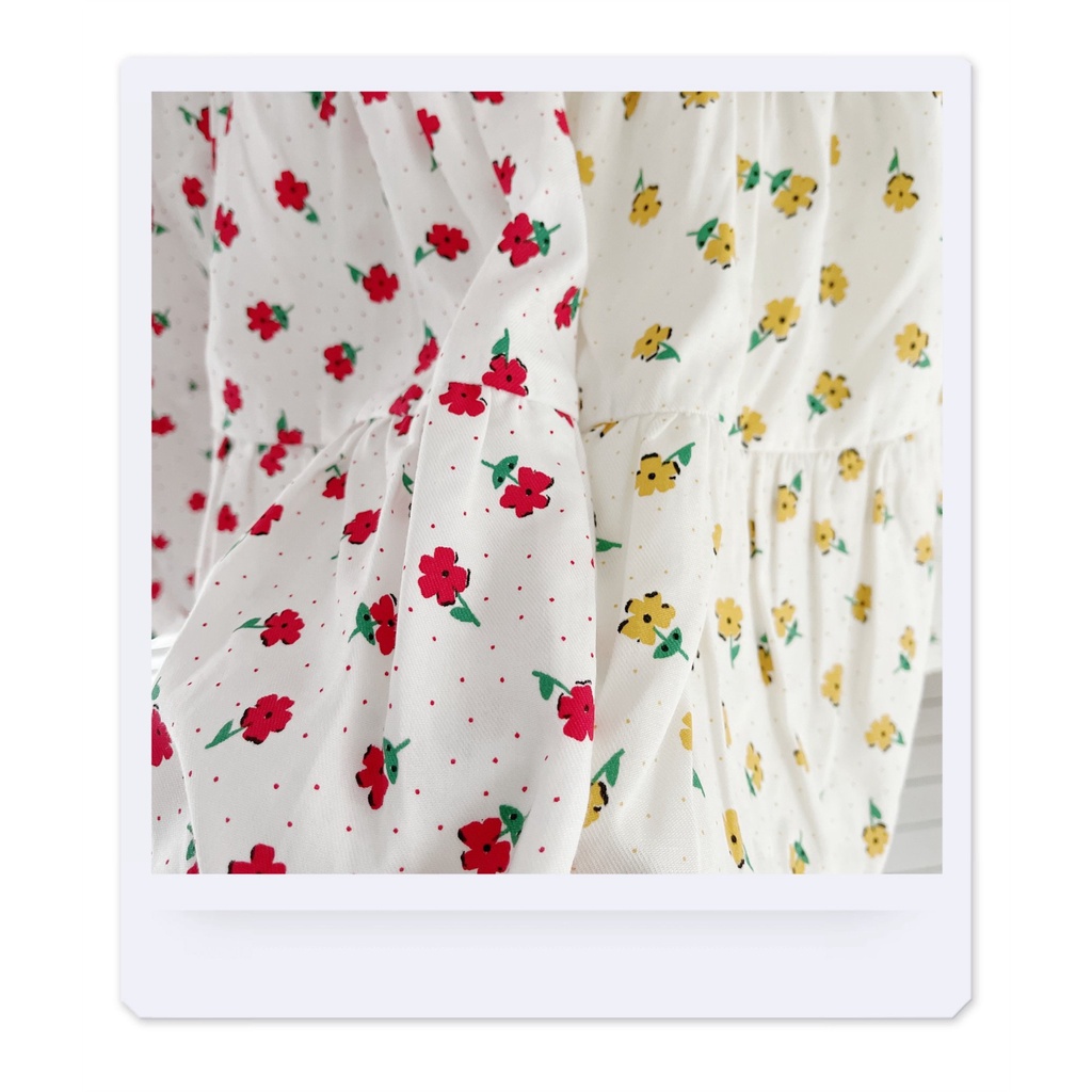 Váy hè sát nách cổ sen hoa nhí chất thô mát cho bé giá 8-20kg