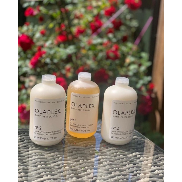 𝗢𝗹𝗮𝗽𝗹𝗲𝘅 Bộ phục hồi Olaplex No1 + No2, chuyên phục hồi tóc nhũn nát.
