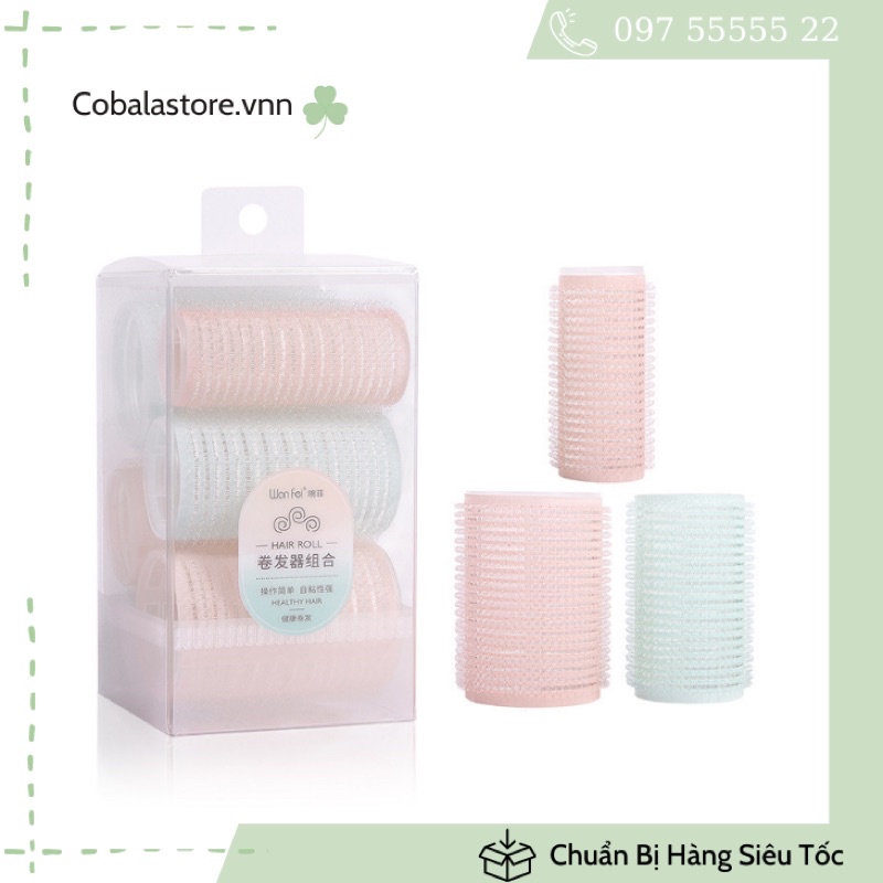 Set 3 Lô Cuộn Tóc Xoăn Tự Nhiên ,Lô Uốn Tóc Mái Tự Dính Size Lớ