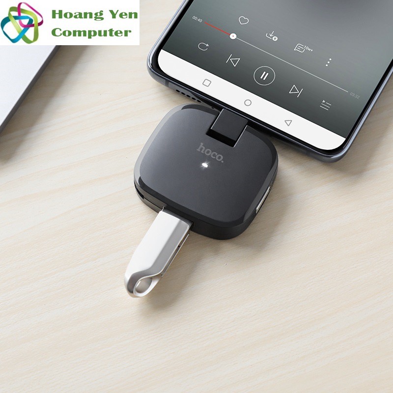 Hub Chuyển Đổi USB TYPE C Ra 3 Cổng USB Hoco HB11 cho Laptop, Điện Thoại - BH 1 năm