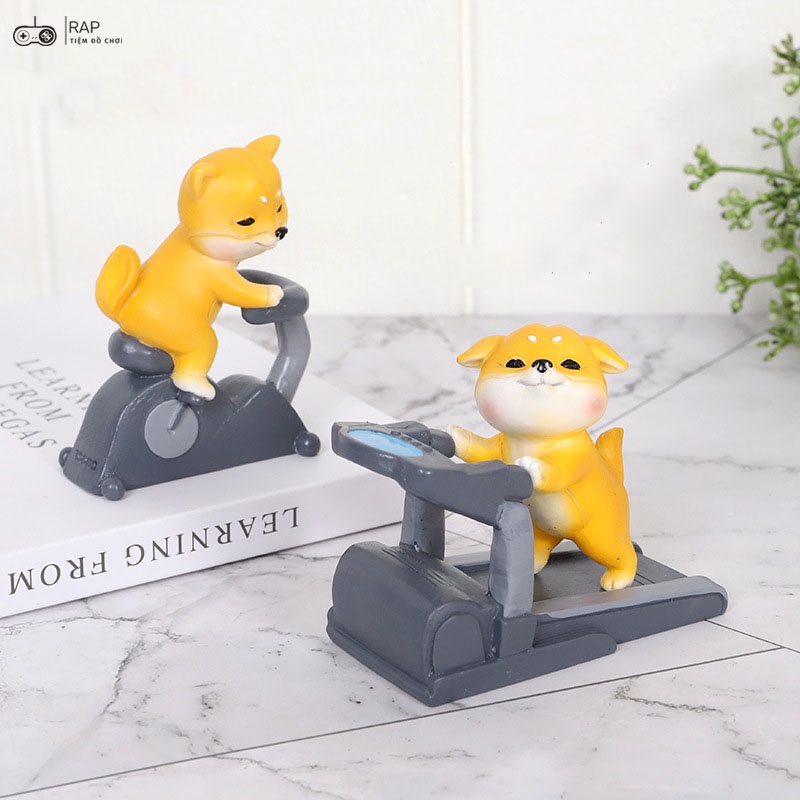 Set mô hình shiba tập thể dục vui nhộn dễ thương trang trí nhà cửa bàn làm việc, quà tặng người thân-Ráp