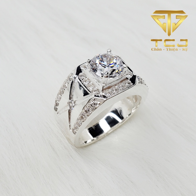 Nhẫn nam bạc ý 925 thiết kế 3D cao cấp RM0227 Trang sức Toàn Cầu TCJ