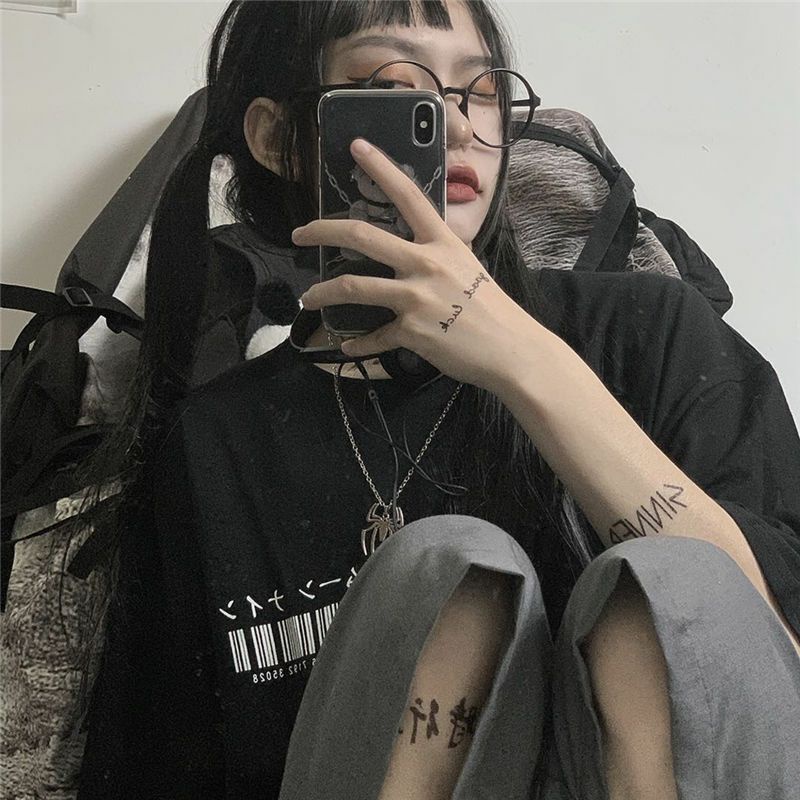 Áo Thun Tay Lỡ Form Rộng Unisex Ulzzang In Mã Vạch
