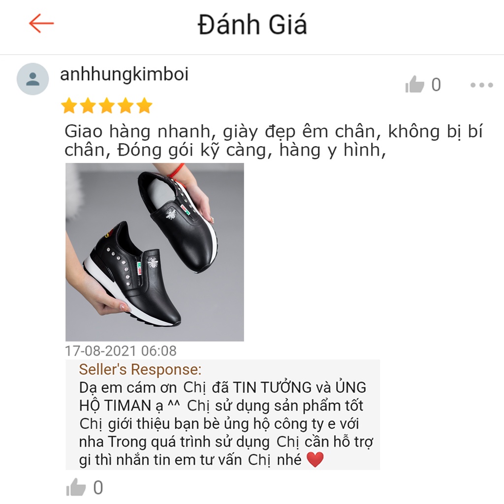 Giày nữ mũi tròn 5cm TIMAN VH34 êm chân tôn dáng nhẹ nhàng bảo hành 1 năm