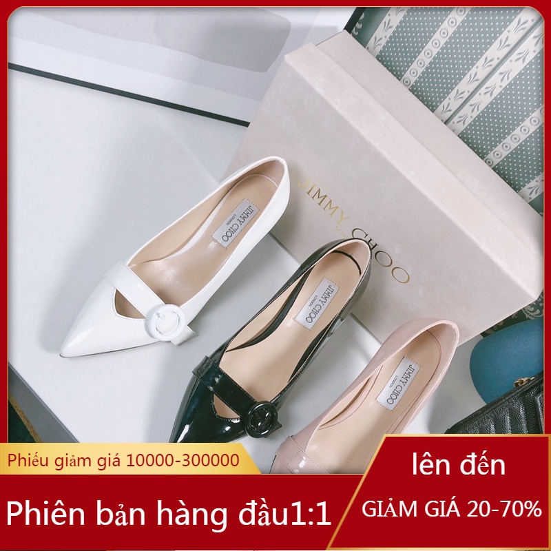 JIMMY CHOO Giày cao gót 10cm mũi nhọn màu đen quyến rũ thời trang cho nữ