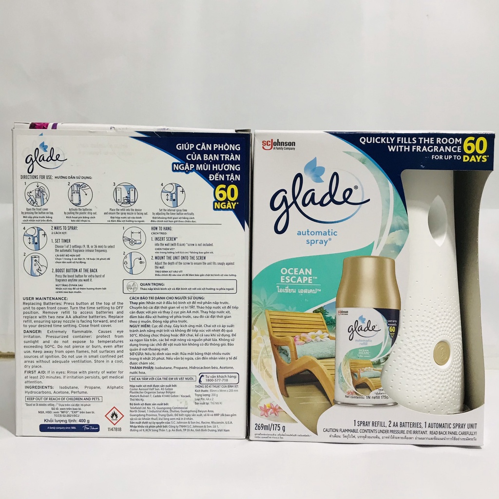 Máy xịt thơm phòng tự động Glade 3in1