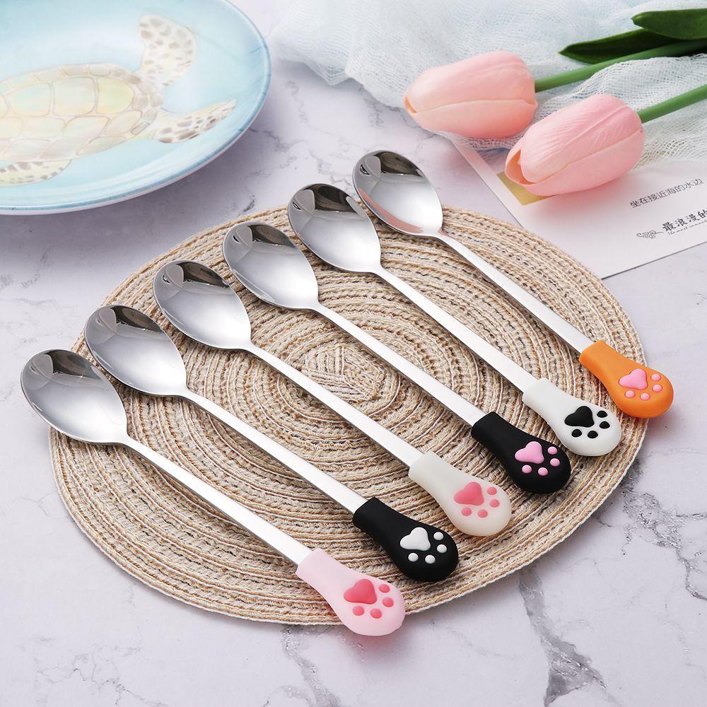 AUGUSTINA Muỗng Cà Phê Bằng Thép Không Gỉ Hình Chân Mèo Dễ Thương