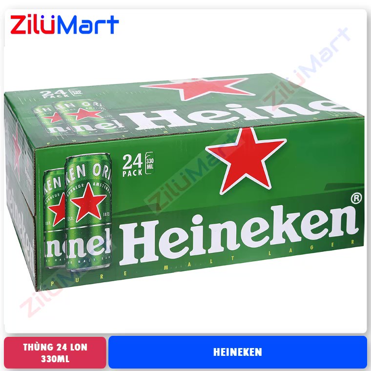 [HỎA TỐC HCM] Thùng 24 lon bia Heineken lon cao loại 330ml