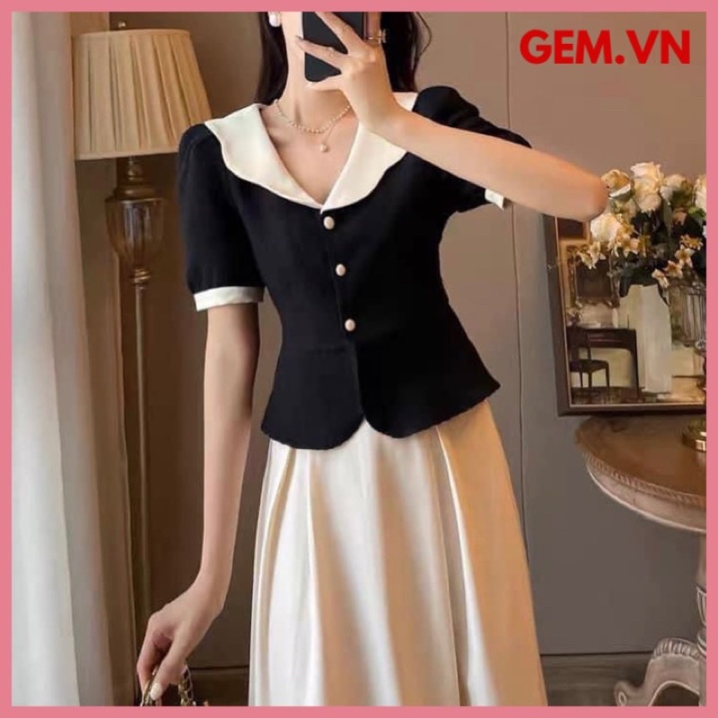 Set áo và chân váy tiểu thư G529 đơn giản dễ thương nhưng rất nịnh dáng có bán rời áo sơ mi và chân váy