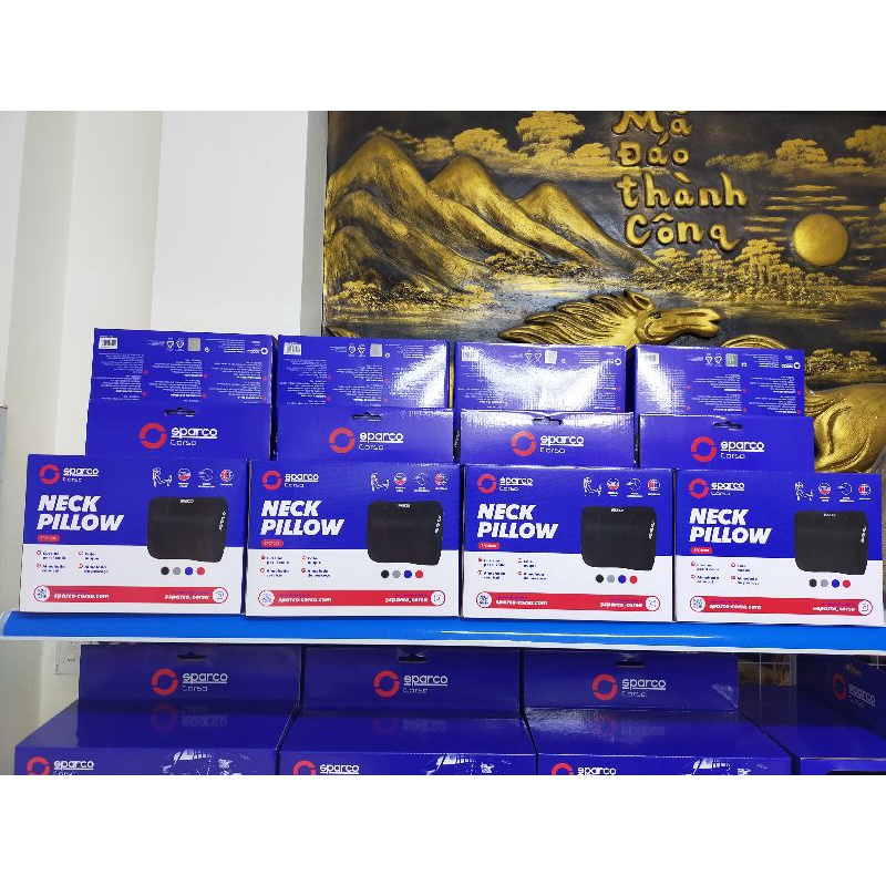 Gối Tựa Đầu ô tô, dựa Cổ Cao Su Non Sparco Bọc Da Cao Cấp SPN 4008 BK Cho Mọi Dòng Ô Tô Xe Hơi