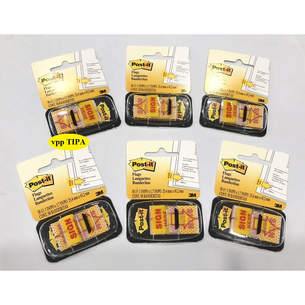 Giấy note ghi chú chữ Sign Here - chính hãng 3M