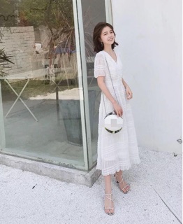 Váy voan trắng tiểu thư