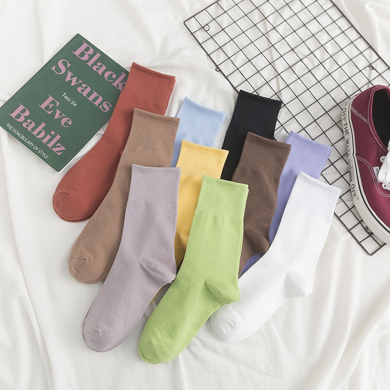 Vớ cotton cổ cao nhiều màu tùy chọn