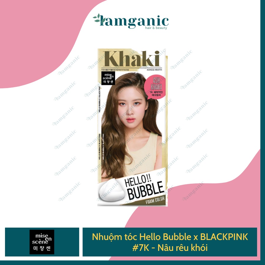 Thuốc Nhuộm Tóc Hello Bubble Foam x BLACKPINK - Chính hãng Mise En Scene mẫu BlackPink - Màu Ash Khaki Brown