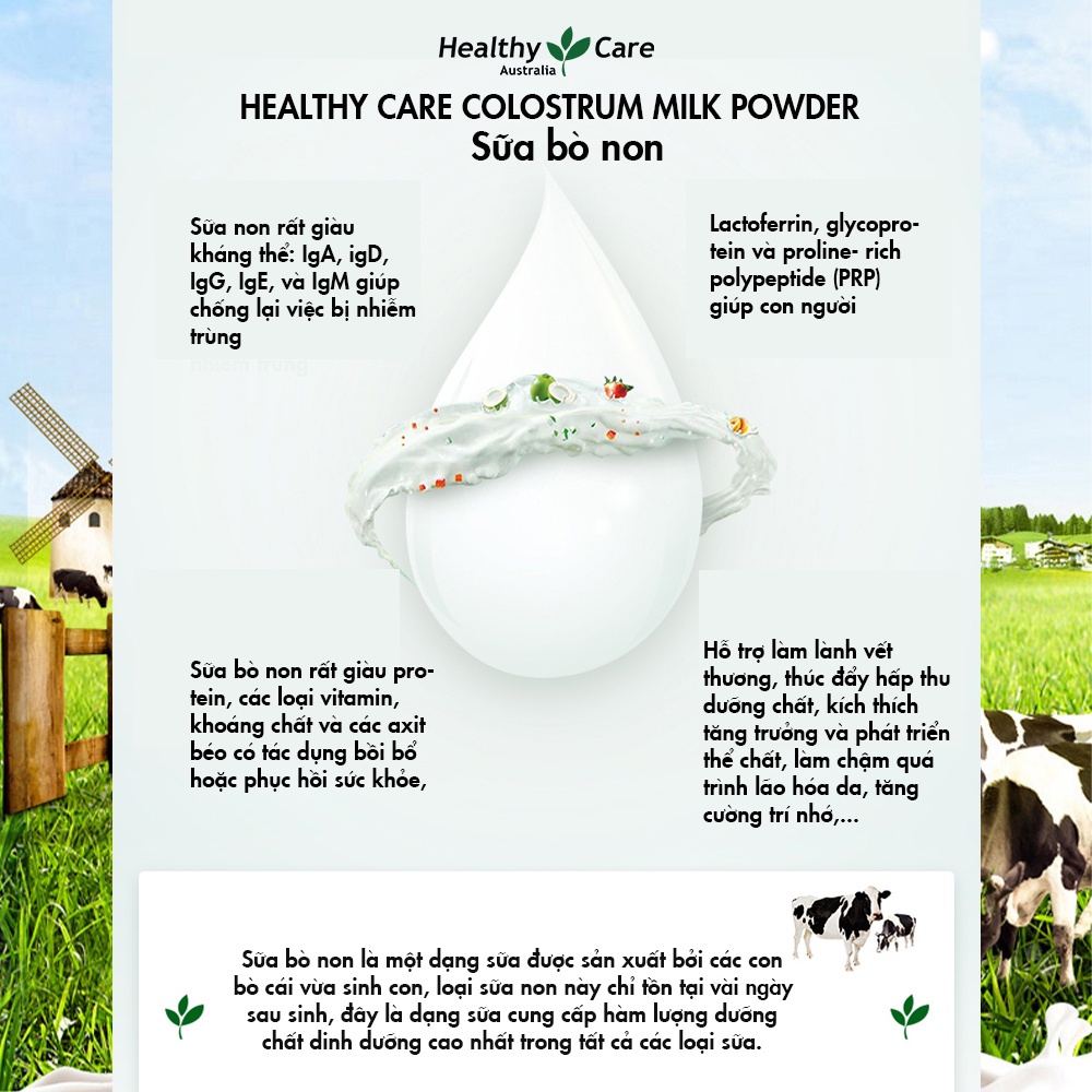 Combo 2 hộp Sữa bò non Healthy Care Colostrum Milk Powder- Tăng sức đề kháng, giúp bé phát triển toàn diện (300g)