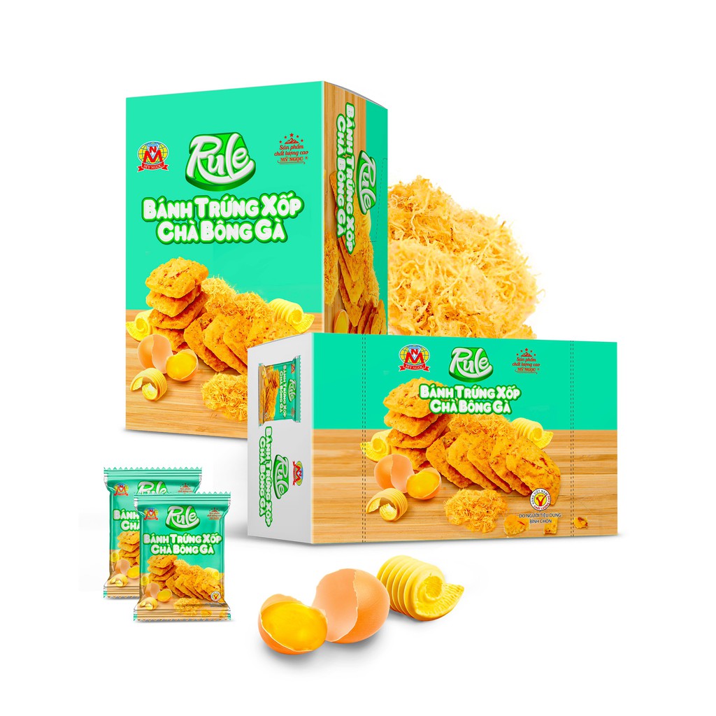 Rule - 160g Bánh Trứng Xốp CHÀ BÔNG GÀ Mỹ Ngọc - My Ngoc Baked cookie with Chicken floss 160g