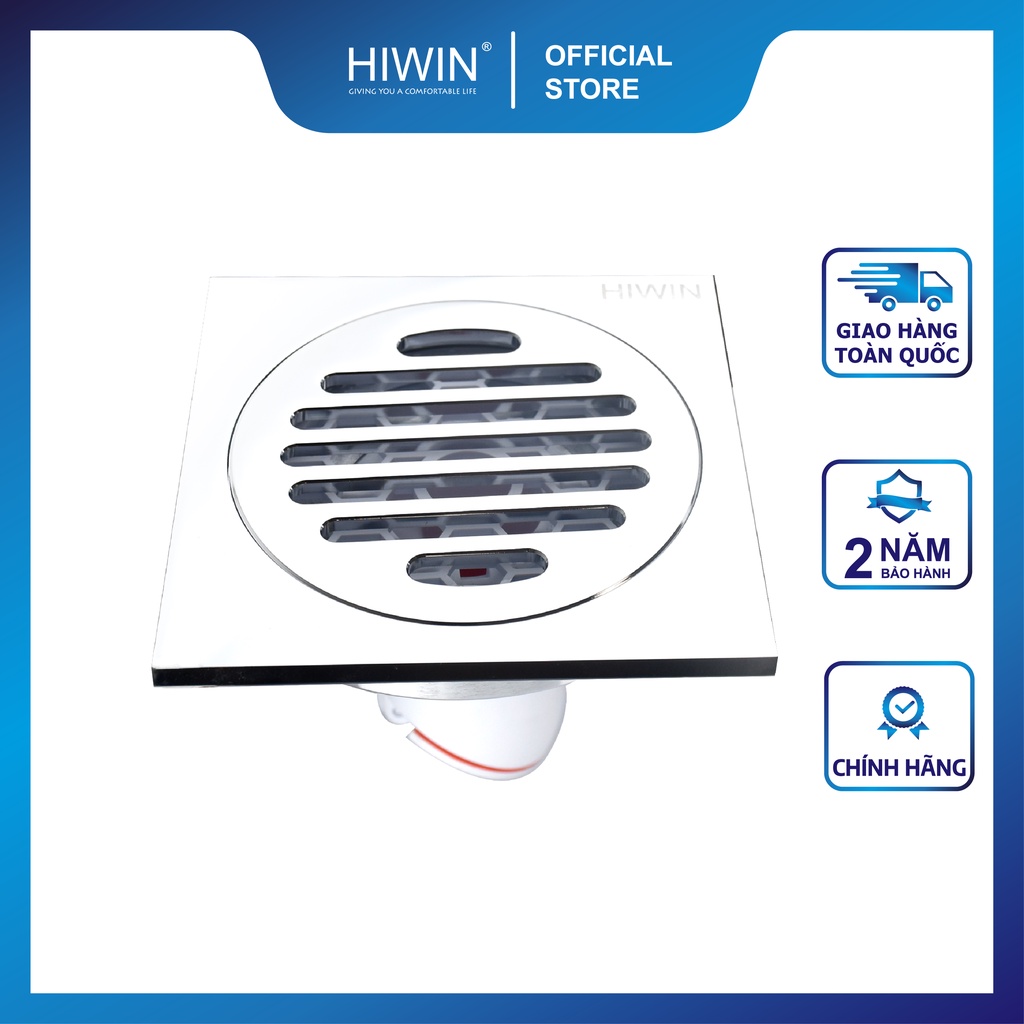Phễu thoát sàn chống mùi hôi thoát nước nhanh đồng mạ crom kích thước 100x100mm HIWIN FD-1101H