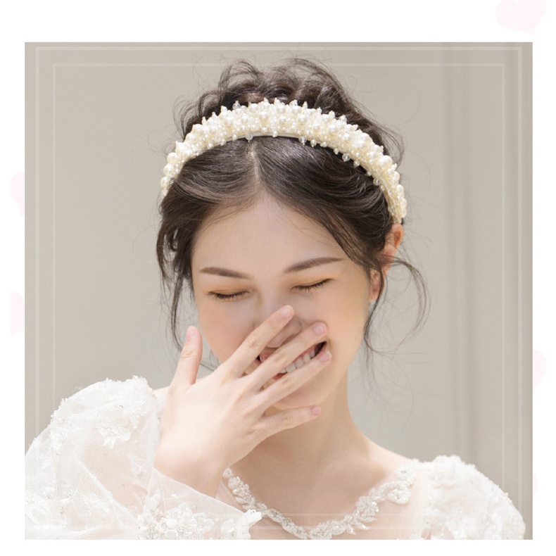 Băng Đô Cài Tóc Đính Hạt Ngọc Trai Thời Trang Cho Cô Dâu